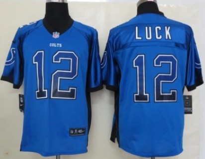 Nike Indianapolis Colts #12 Andrew Luck Drift Fashion Blue Elite Jersey