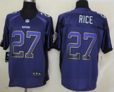 Nike Baltimore Ravens #27 Ray Rice Drift Fashion Purple Elite Jersey