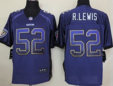 Nike Baltimore Ravens #52 Ray Lewis Drift Fashion Purple Elite Jersey