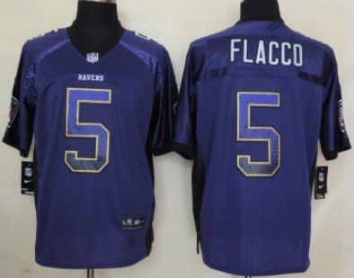 Nike Baltimore Ravens #5 Joe Flacco Drift Fashion Purple Elite Jersey 
