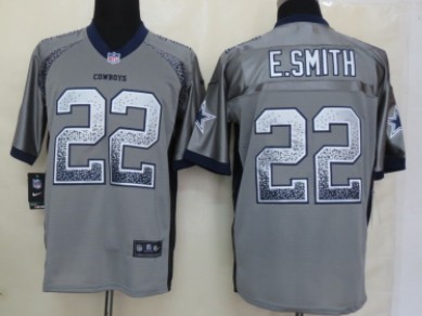 Nike Dallas Cowboys #22 Emmitt Smith Drift Fashion Gray Elite Jersey 