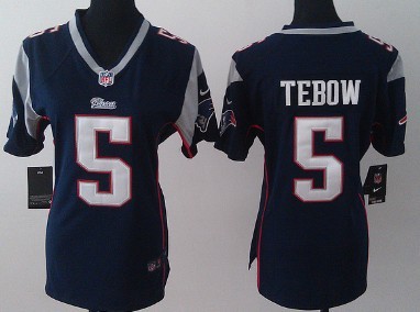Nike New England Patriots #5 Tim Tebow Blue Game Womens Jersey