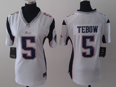 Nike New England Patriots #5 Tim Tebow White Game Womens Jersey