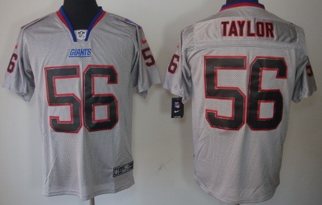 Nike New York Giants #56 Lawrence Taylor Lights Out Gray Elite Jersey 