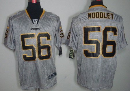 Nike Pittsburgh Steelers #56 LaMarr Woodley Lights Out Gray Elite Jersey 