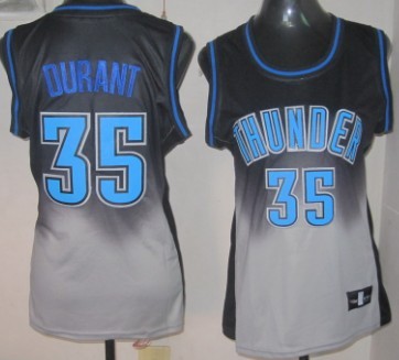 Oklahoma City Thunder #35 Kevin Durant Black/Gray Fadeaway Fashion Womens Jersey