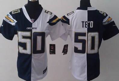 Nike San Diego Chargers #50 Manti Te'o Navy Blue/White Two Tone Womens Jersey  