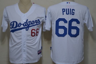 Los Angeles Dodgers #66 Yasiel Puig White Kids Jersey 