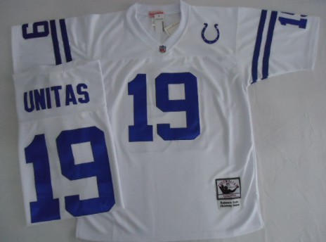 Indianapolis Colts #19 Johnny Unitas White Short-Sleeved Throwback Jersey