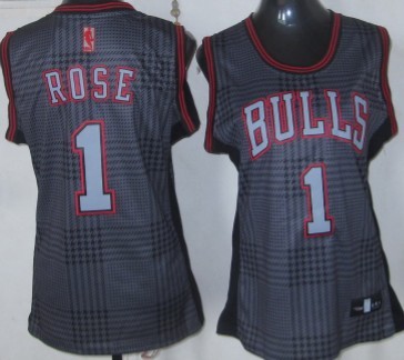 Chicago Bulls #1 Derrick Rose Black Rhythm Fashion Womens Jersey