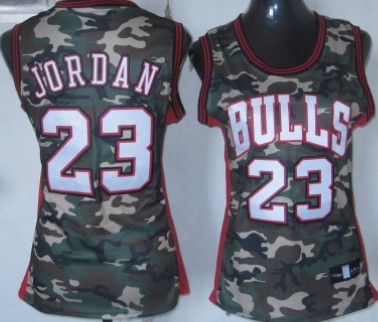 Chicago Bulls #23 Michael Jordan Camo Fashion Womens Jersey