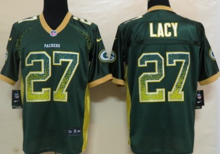Nike Green Bay Packers #27 Eddie Lacy Drift Fashion Green Elite Jersey 