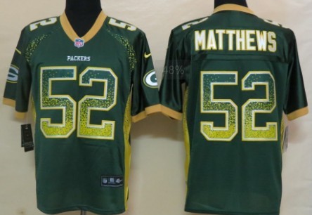 Nike Green Bay Packers #52 Clay Matthews Drift Fashion Green Elite Jersey 