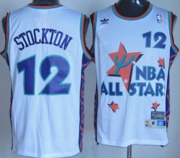 NBA 1995 All-Star #12 John Stockton White Swingman Throwback Jersey 