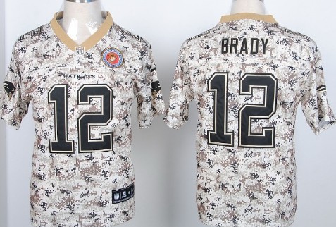 Nike New England Patriots #12 Tom Brady 2013 USMC Camo Elite Jersey 