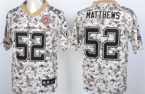 Nike Green Bay Packers #52 Clay Matthews 2013 USMC Camo Elite Jersey