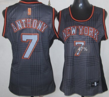 New York Knicks #7 Carmelo Anthony Black Rhythm Fashion Womens Jersey 
