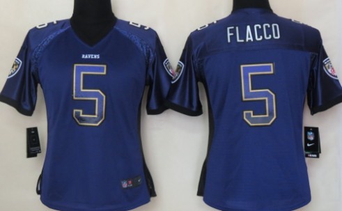 Nike Baltimore Ravens #5 Joe Flacco Drift Fashion Purple Womens Jersey