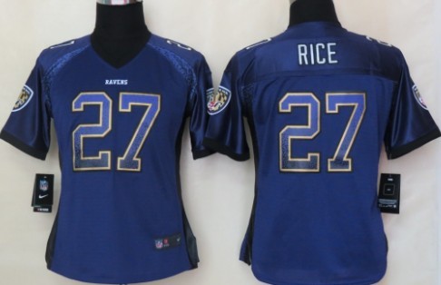 Nike Baltimore Ravens #27 Ray Rice Drift Fashion Purple Womens Jersey
