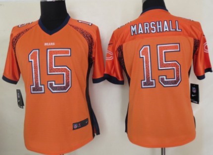 Nike Chicago Bears #15 Brandon Marshall Drift Fashion Orange Womens Jersey 