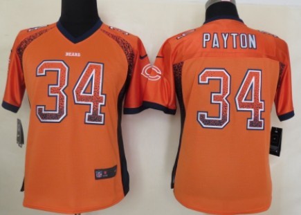 Nike Chicago Bears #34 Walter Payton Drift Fashion Orange Womens Jersey 