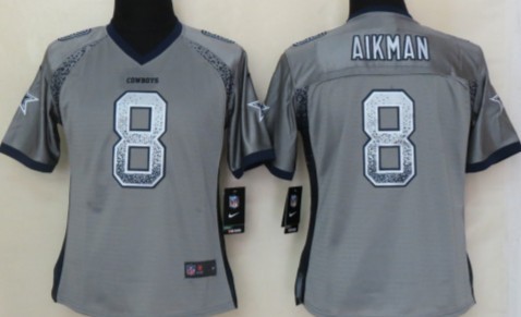 Nike Dallas Cowboys #8 Troy Aikman Drift Fashion Gray Womens Jersey 