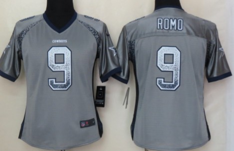 Nike Dallas Cowboys #9 Tony Romo Drift Fashion Gray Womens Jersey 