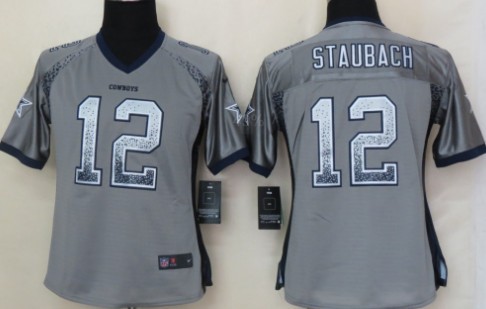 Nike Dallas Cowboys #12 Roger Staubach Drift Fashion Gray Womens Jersey 