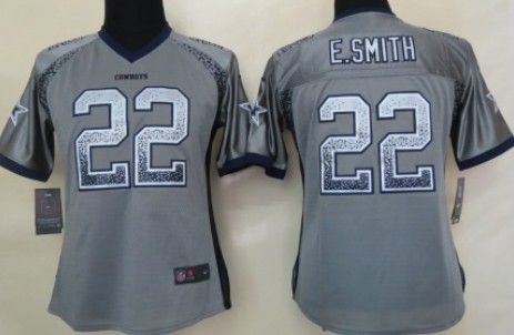 Nike Dallas Cowboys #22 Emmitt Smith Drift Fashion Gray Womens Jersey 