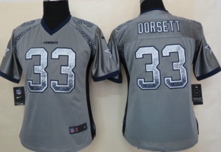 Nike Dallas Cowboys #33 Tony Dorsett Drift Fashion Gray Womens Jersey 