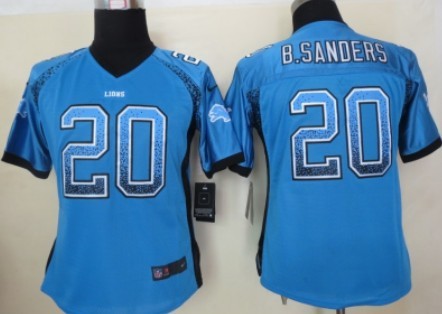 Nike Detroit Lions #20 Barry Sanders Drift Fashion Blue Womens Jersey 