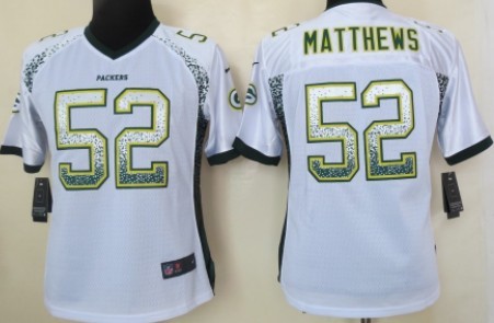 Nike Green Bay Packers #52 Clay Matthews Drift Fashion White Womens Jersey