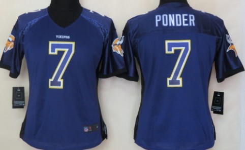 Nike Minnesota Vikings #7 Christian Ponder Drift Fashion Purple Womens Jersey