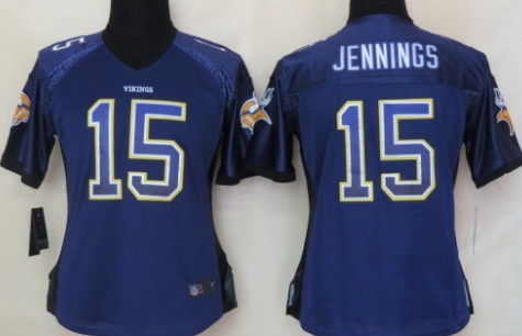 Nike Minnesota Vikings #15 Greg Jennings Drift Fashion Purple Womens Jersey