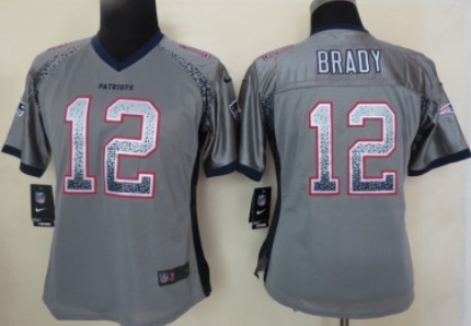 Nike New England Patriots #12 Tom Brady Drift Fashion Gray Womens Jersey 