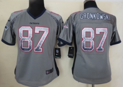 Nike New England Patriots #87 Rob Gronkowski Drift Fashion Gray Womens Jersey 