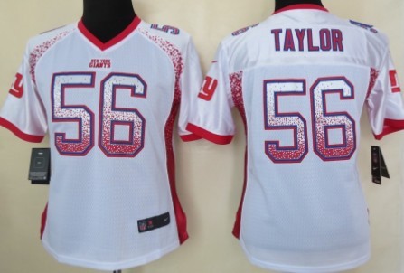 Nike New York Giants #56 Lawrence Taylor Drift Fashion White Womens Jersey 
