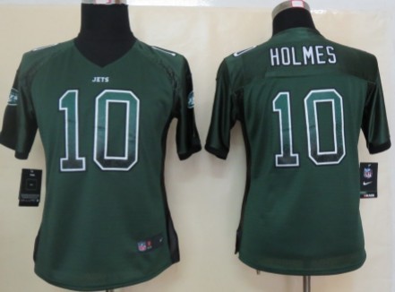 Nike New York Jets #10 Santonio Holmes Drift Fashion Green Womens Jersey 
