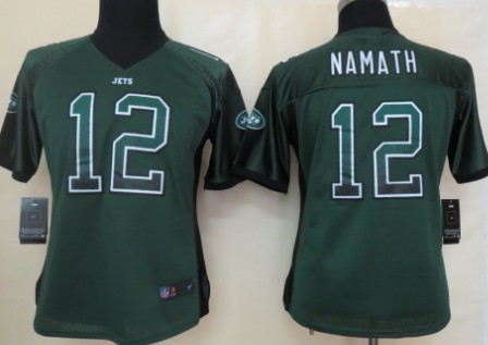 Nike New York Jets #12 Joe Namath Drift Fashion Green Womens Jersey 