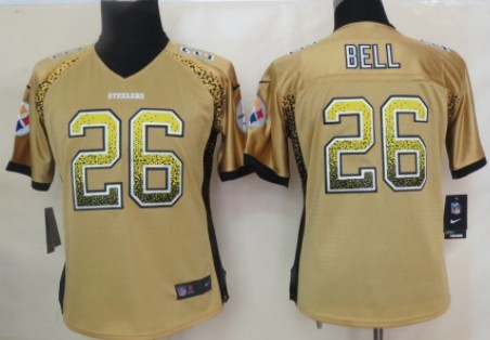 Nike Pittsburgh Steelers #26 LeVeon Bell Drift Fashion Yellow Womens Jersey 
