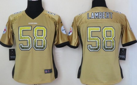 Nike Pittsburgh Steelers #58 Jack Lambert Drift Fashion Yellow Womens Jersey 