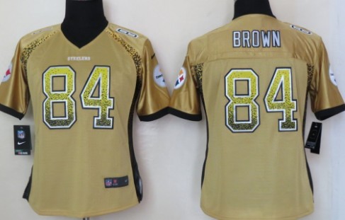 Nike Pittsburgh Steelers #84 Antonio Brown Drift Fashion Yellow Womens Jersey 