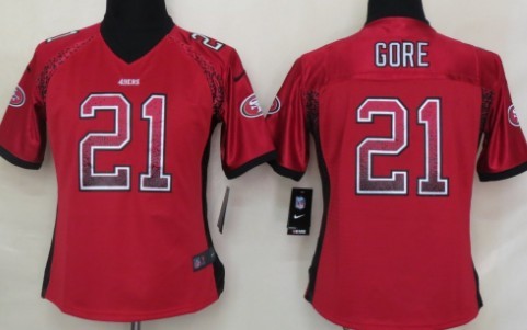 Nike San Francisco 49ers #21 Frank Gore Drift Fashion Red Womens Jersey
