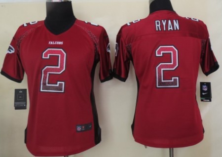 Nike Atlanta Falcons #2 Matt Ryan Drift Fashion Red Womens Jersey 