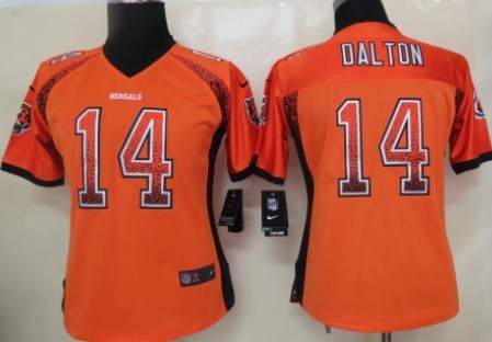 Nike Cincinnati Bengals #14 Andy Dalton Drift Fashion Orange Womens Jersey 