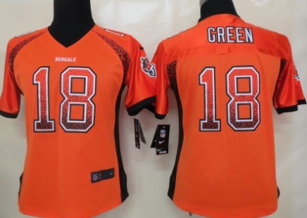 Nike Cincinnati Bengals #18 A.J. Green Drift Fashion Orange Womens Jersey 