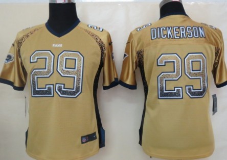 Nike St. Louis Rams #29 Eric Dickerson Drift Fashion Gold Womens Jersey 