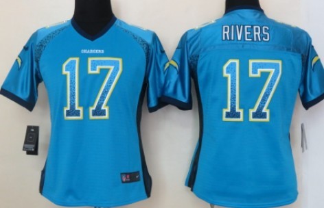 Nike San Diego Chargers #17 Philip Rivers Drift Fashion Blue Womens Jersey 