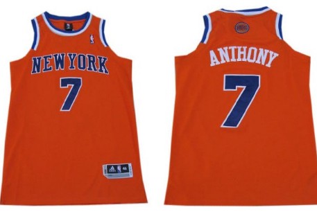 New York Knicks #7 Carmelo Anthony Revolution 30 Swingman 2013 Orange Jersey