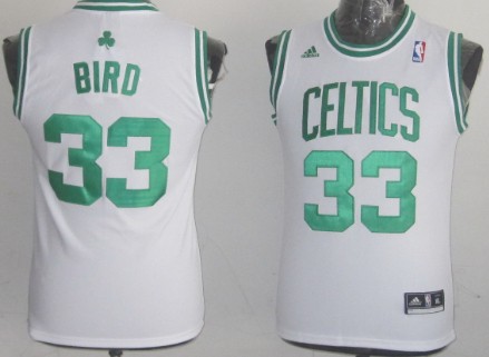 Boston Celtics #33 Larry Bird White Kids Jersey